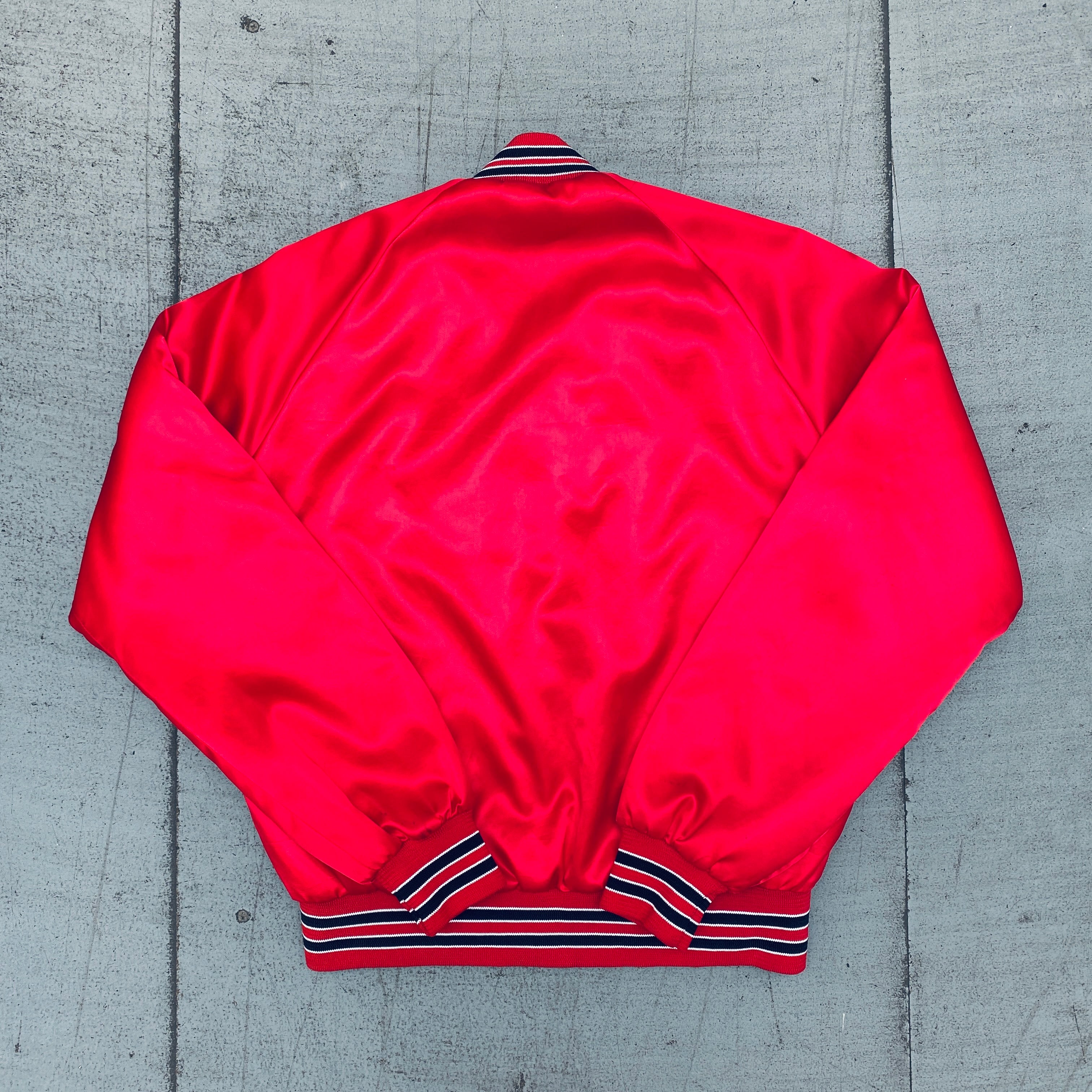 Vintage 1980s Atlanta Falcons Satin Bomber Jacket - Men's Medium - Retro NFL Football Fan Apparel for Game Day & Casual Wear