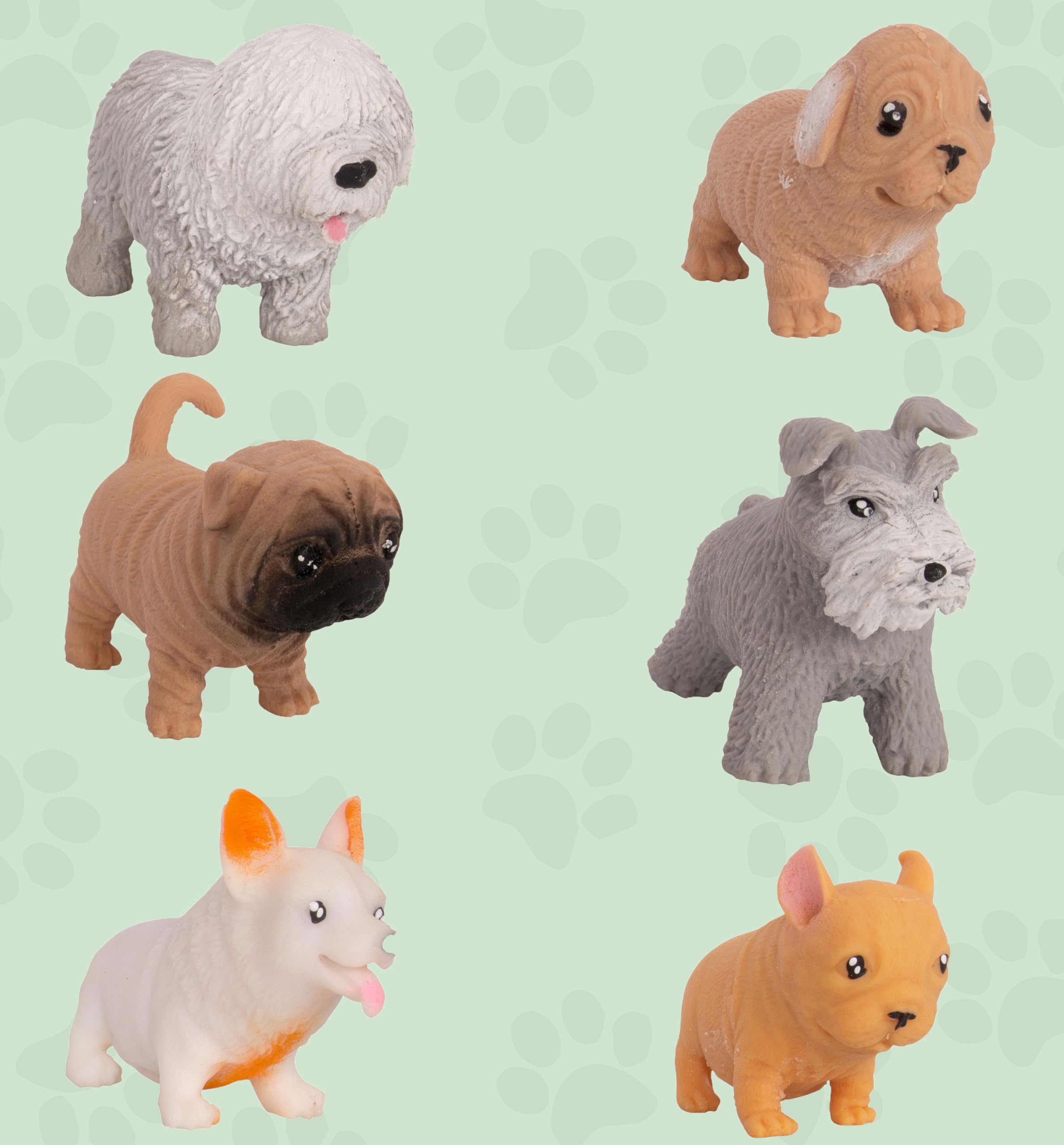 Tigerdoe 6 Pack Dog Squishy Toys for Kids – Stress Relief & Anxiety Sensory Fidget Toys – Soft Mini Dog Figurine Set – Perfect for Playtime, Classroom, Travel & Relaxation