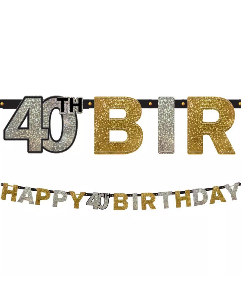 40th Birthday Banner - Sparkling Celebration Decor for Parties, Milestone Events & Festive Home Decor