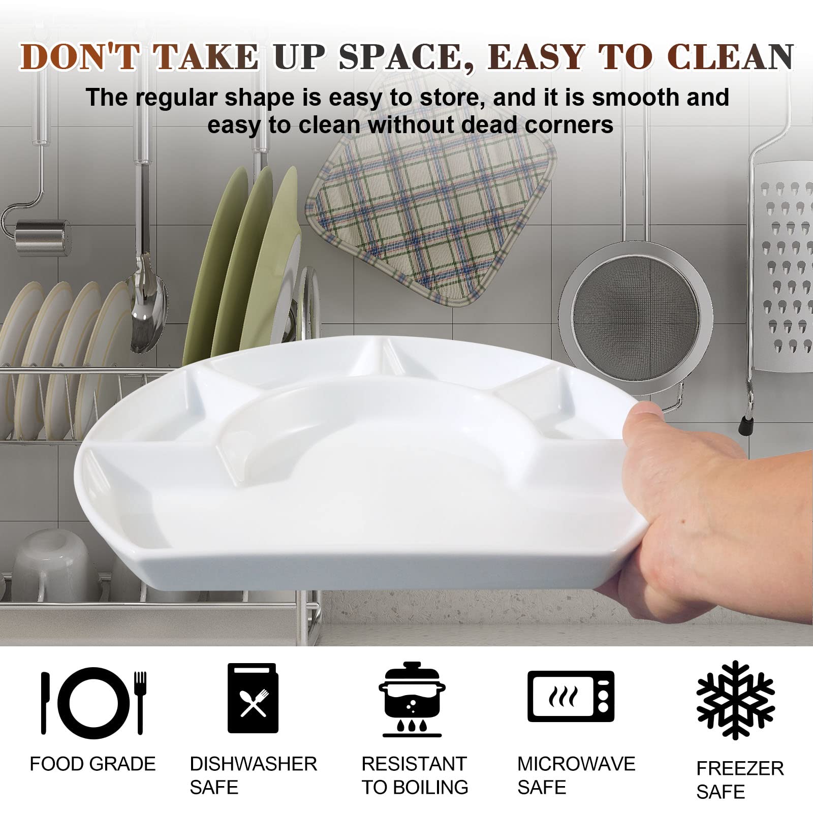 **4-Compartment Ceramic Serving Plate - Divided Quadrant Dish for Sauces, Snacks, Salad & Dinner - Perfect for Entertaining, Party Appetizers & Family Meals**