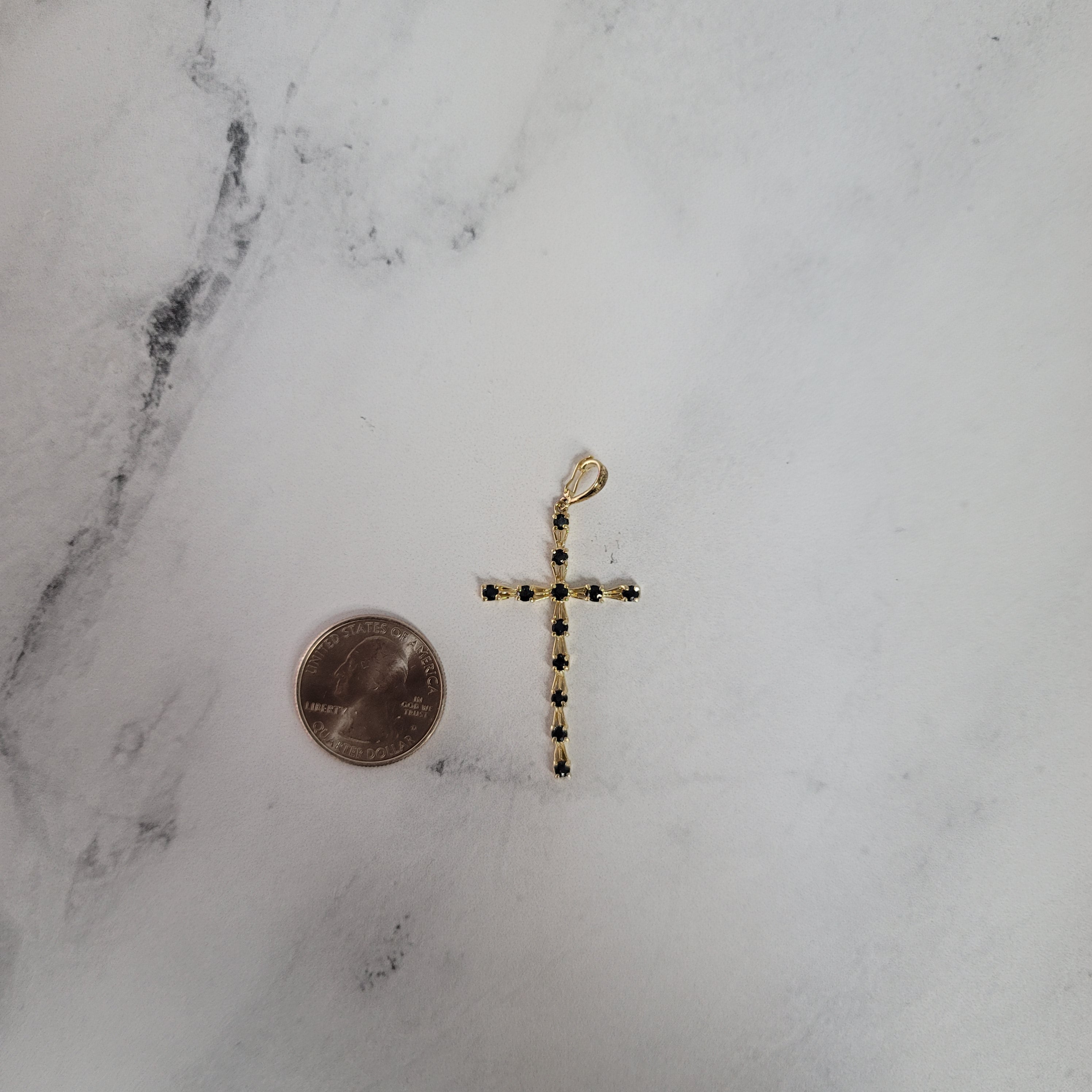 Skinny Sapphire Cross Necklace .50cttw 14k Yellow Gold - Elegant Dainty Jewelry for Women, Perfect for Everyday Wear, Gifts & Special Occasions