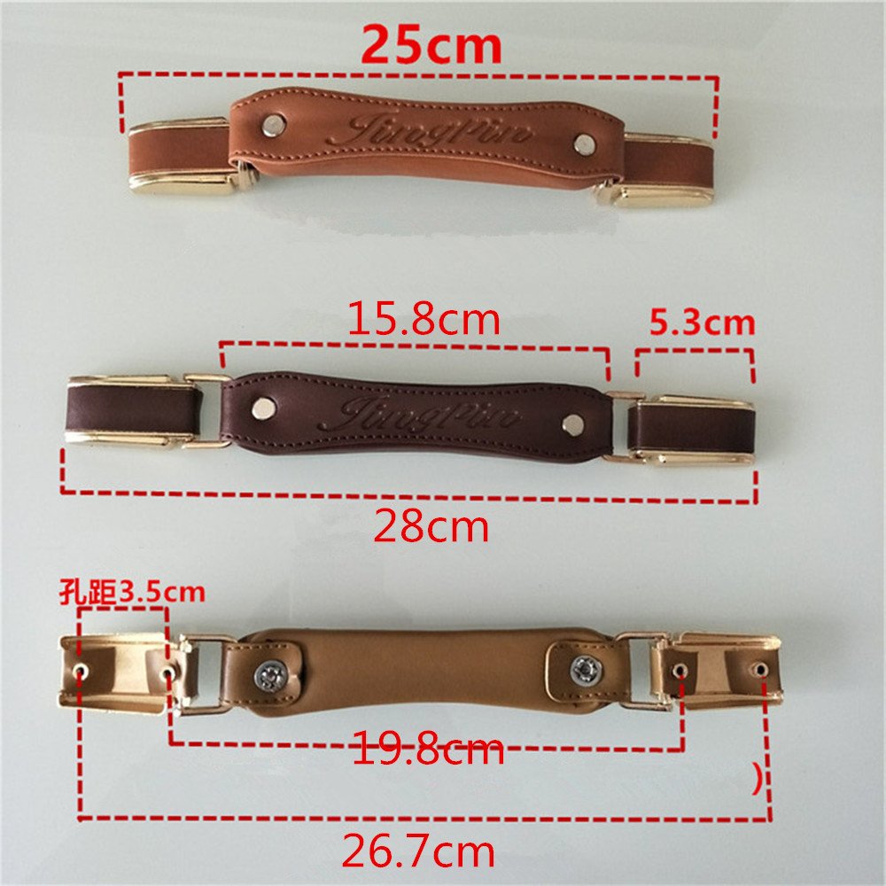 Replacement Luggage Handle with Metal Base & Leather - DIY Repair Kit for Suitcase, Travel Bag, Password Box (Red) | Includes Screwdriver for Easy Installation
