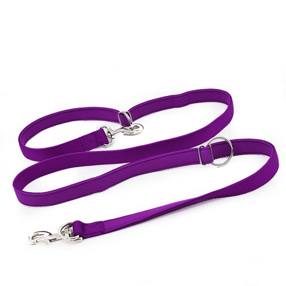 Violet Adjustable Double Head Dog Leash - 2 in 1 Splitter Lead for Running & Training, Long & Short Rope for Walking Two Dogs - Perfect for Outdoor Adventures & Pet Exercise