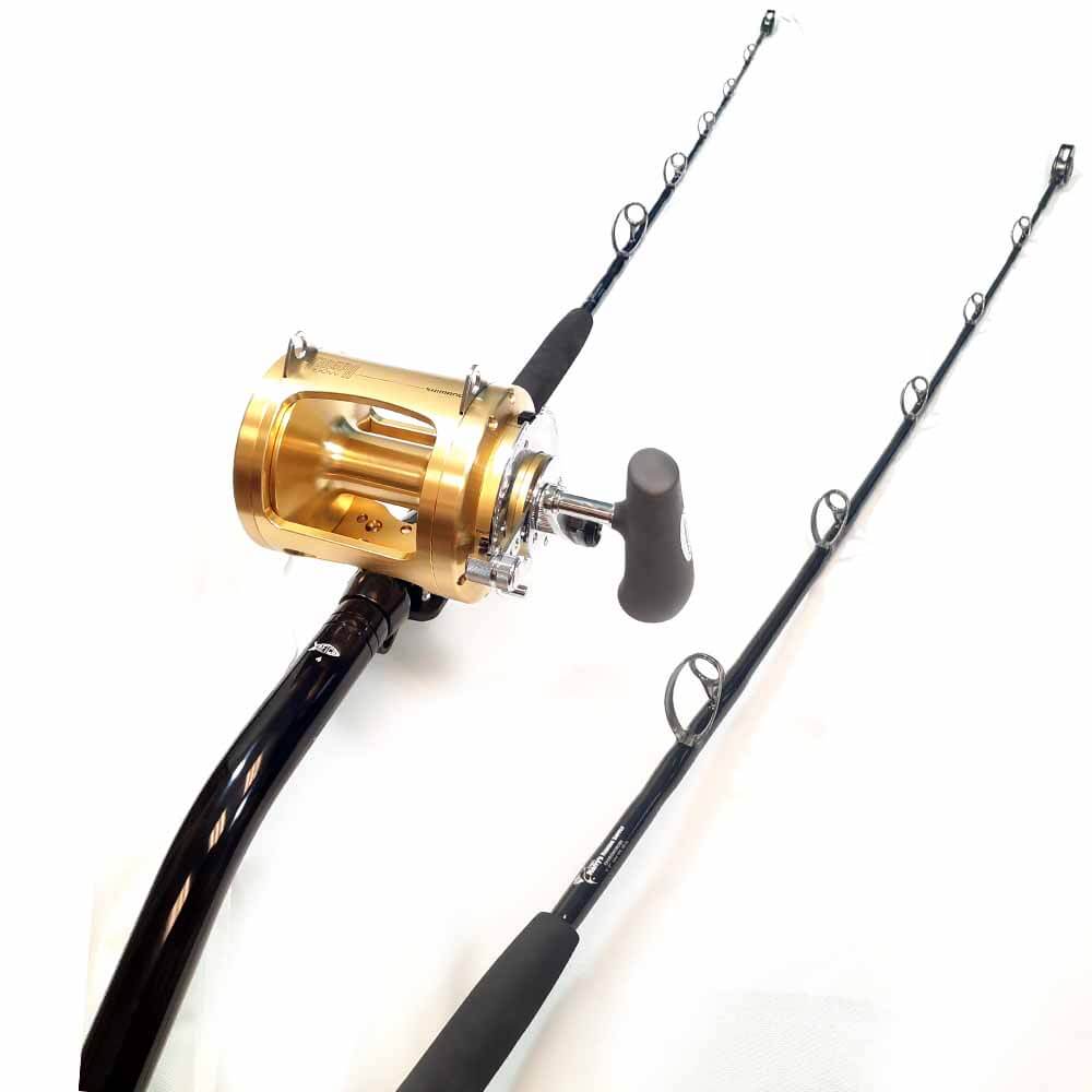 Shimano Tiagra Conventional Fishing Rod and Reel Combo - TI80W Reel with CHDDSWORD80 for Saltwater & Offshore Fishing | Perfect for Deep Sea Trolling & Big Game Fishing