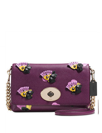 Coach Floral Applique Leather Crosstown Crossbody Bag for Women | Stylish & Compact Everyday Purse for Work, Travel & Shopping