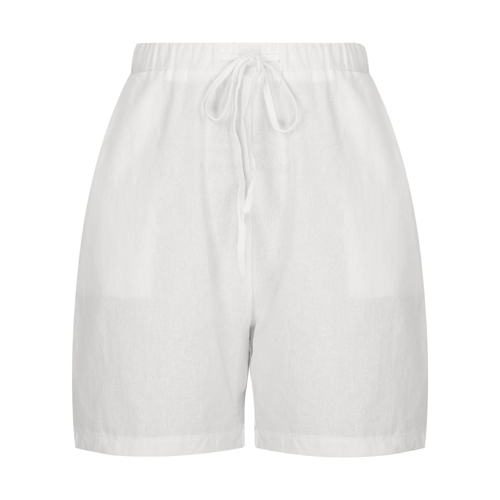 Women's Summer Linen Shorts - High Waist Wide Leg Beach Shorts with Pockets for Casual & Vacation Wear