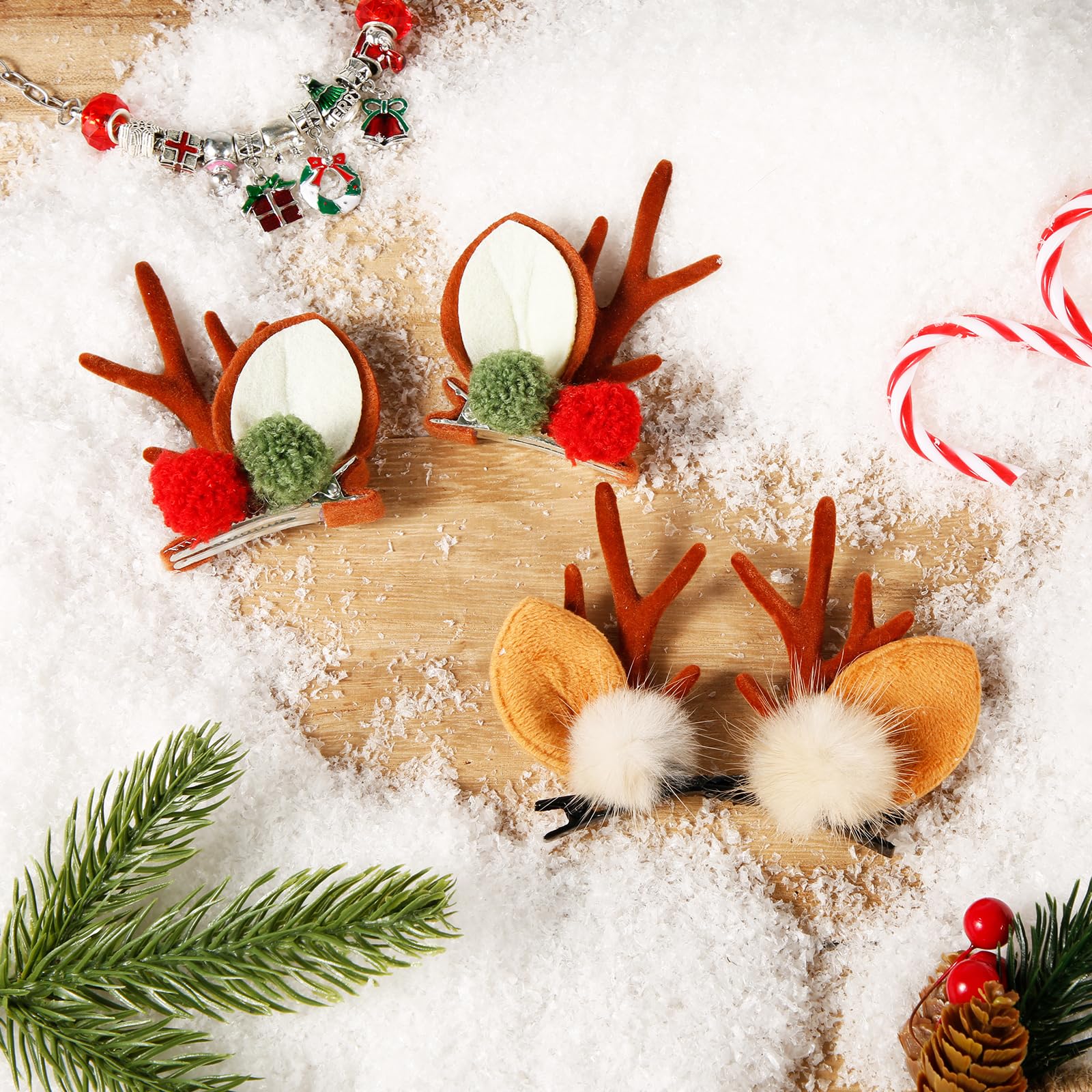 2 Pairs Christmas Hair Clips - Reindeer Antler Hairpins for Women & Girls, Festive Holiday Hair Accessories for Christmas Parties, Family Gatherings & Photo Shoots