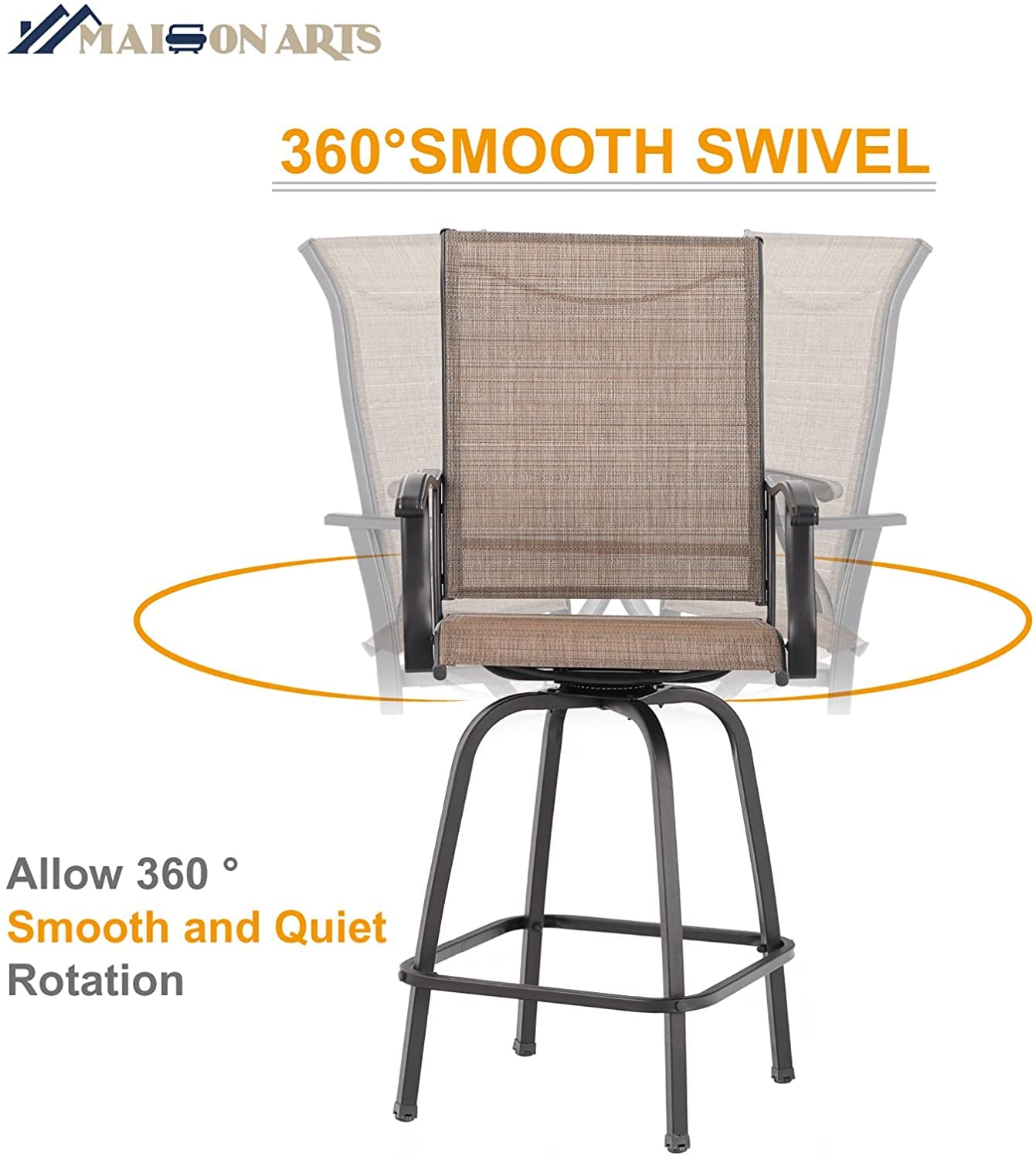 MAISON ARTS Outdoor Bar Stools Set of 6 - Swivel Patio Chairs with High Back, 300 lb Capacity Bar Height Stools for Deck, Backyard & Garden | Perfect for Outdoor Dining, Poolside Lounging & Entertaining