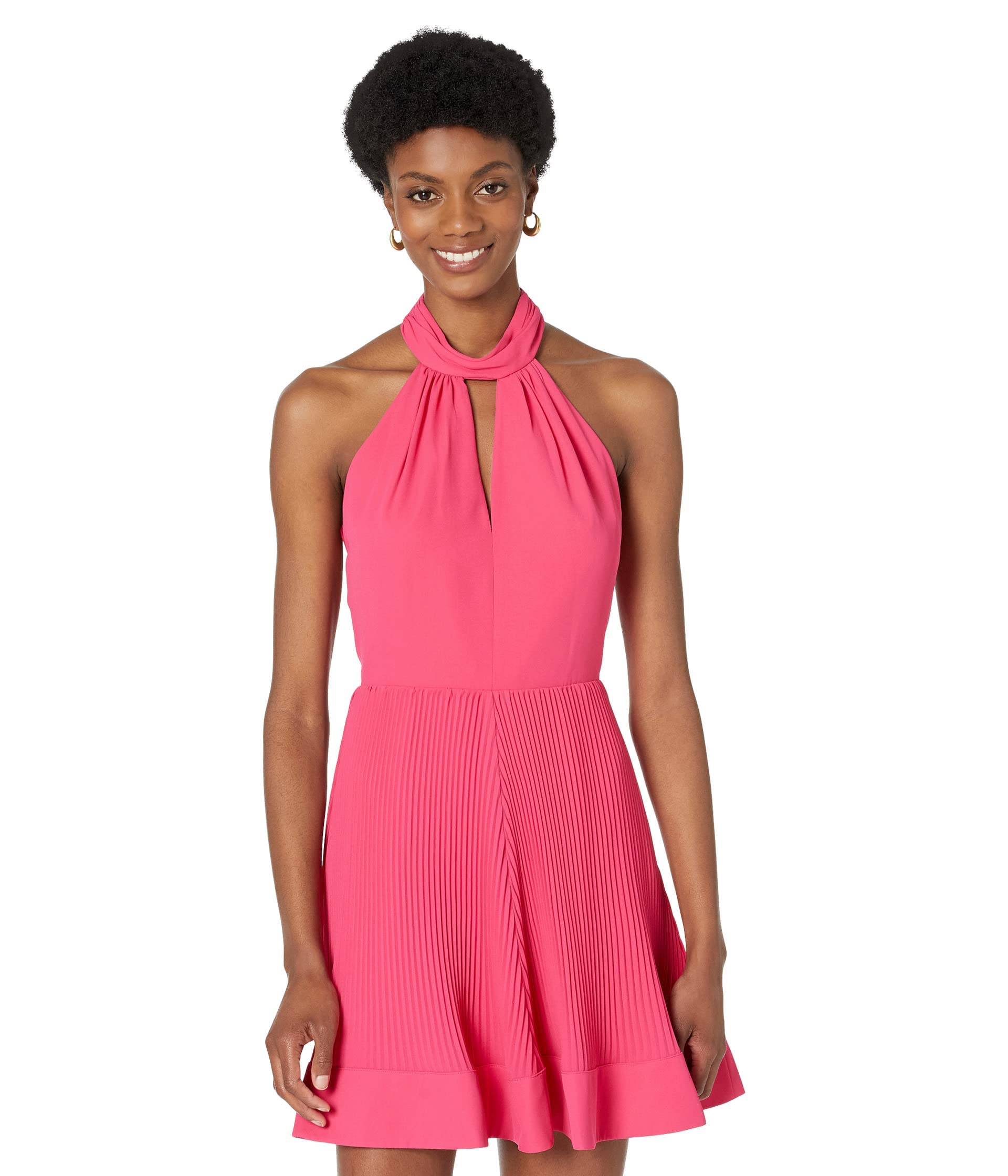 MILLY Libby Pleated Mini Dress for Women - Flowy A-Line Skater Dress, Party & Cocktail Outfit, Perfect for Date Night & Summer Events