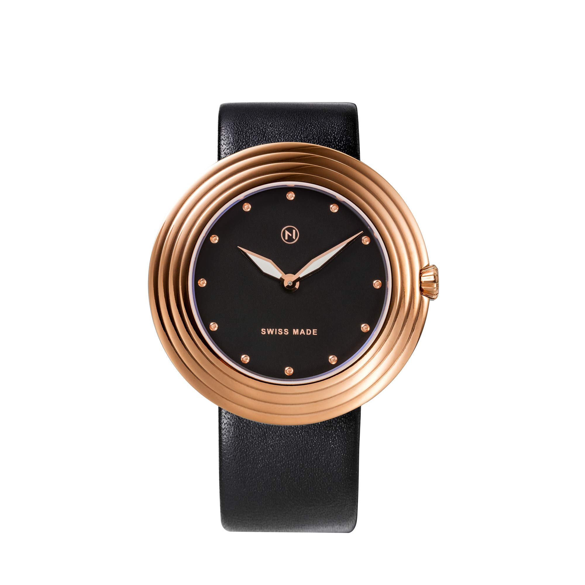 NOVE Streamliner Swiss Made Ultra Slim Watch for Men & Women – Art Deco Design, Water Resistant, Quartz Movement, Sapphire Crystal with Super-LumiNova, Genuine Leather Strap (40mm/46mm) – Perfect for Business, Formal Events & Luxury Gifting