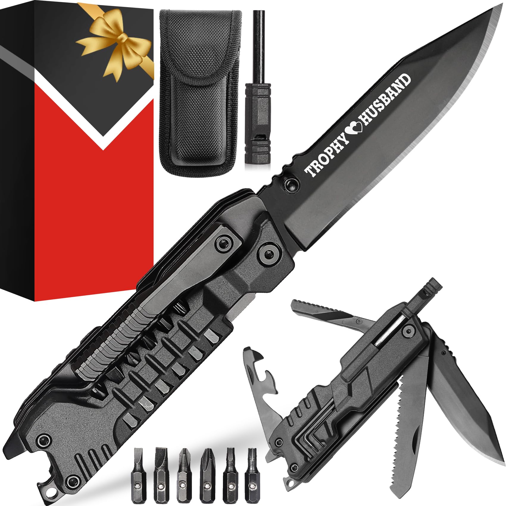 19-in-1 Multitool Knife for Husband - Perfect Gift for Valentine's, Christmas & Anniversaries - Outdoor & DIY Use