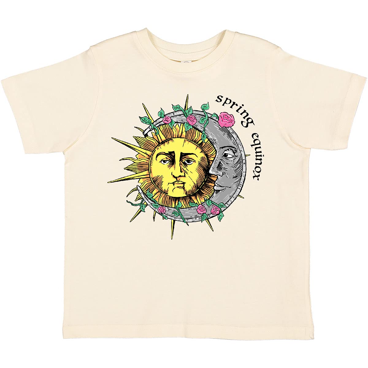 Inktastic 1st Day of Spring Sun and Moon Equinox Toddler T-Shirt - Cute Spring Outfit for Kids, Baby Boys & Girls, Easter & Seasonal Celebration