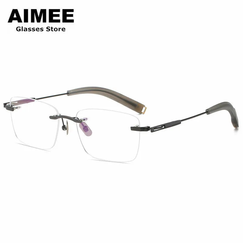 Aimee Unisex Rimless Polygon Square Titanium Eyeglasses 80814 - Lightweight Durable Frame for Men & Women - Perfect for Reading, Work & Fashion Accessories