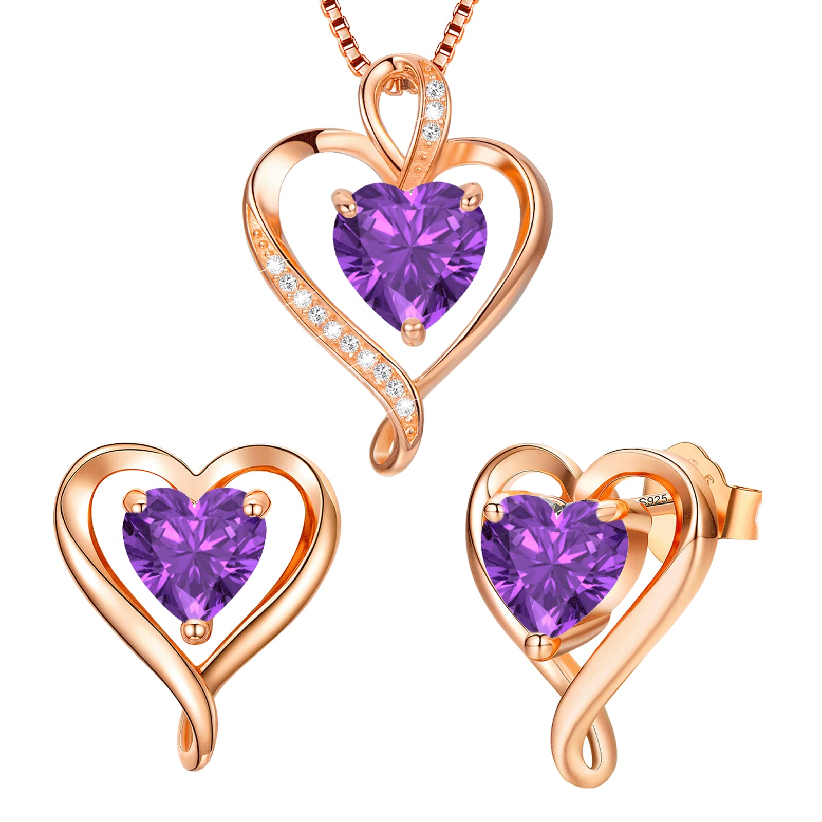 LAVUMO Sterling Silver Heart Necklace & Earrings Set for Women - Hypoallergenic Jewelry in Silver, Gold & Rose Gold - Perfect Birthday, Anniversary, Christmas & Valentine's Day Gifts for Her - Ideal for Date Nights, Weddings & Special Occasions