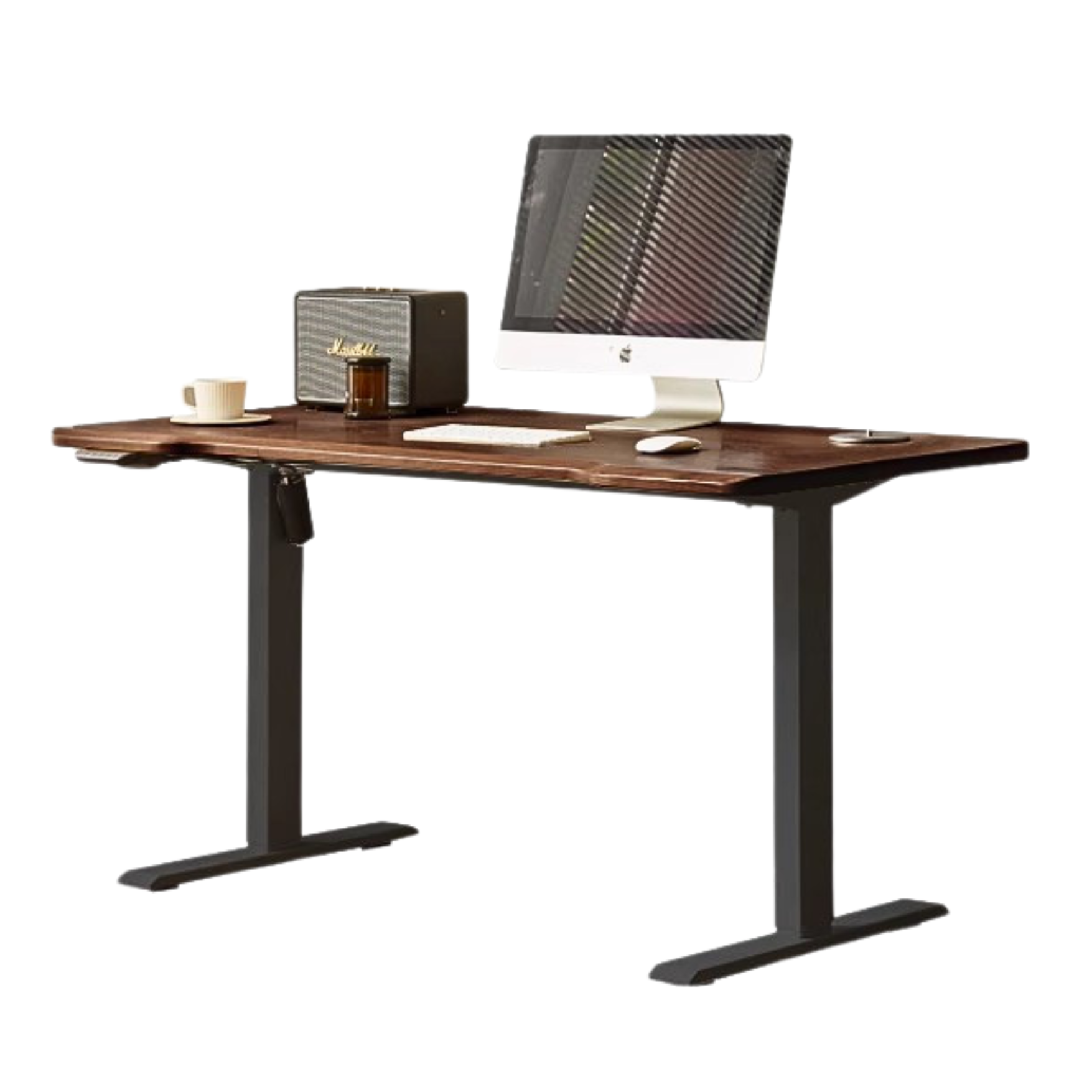 55.1x27.5x27.5-46.5 inch / 140x70x70.8-119 cm / Rich Dark Walnut color / Black Walnut solid wood lifting table