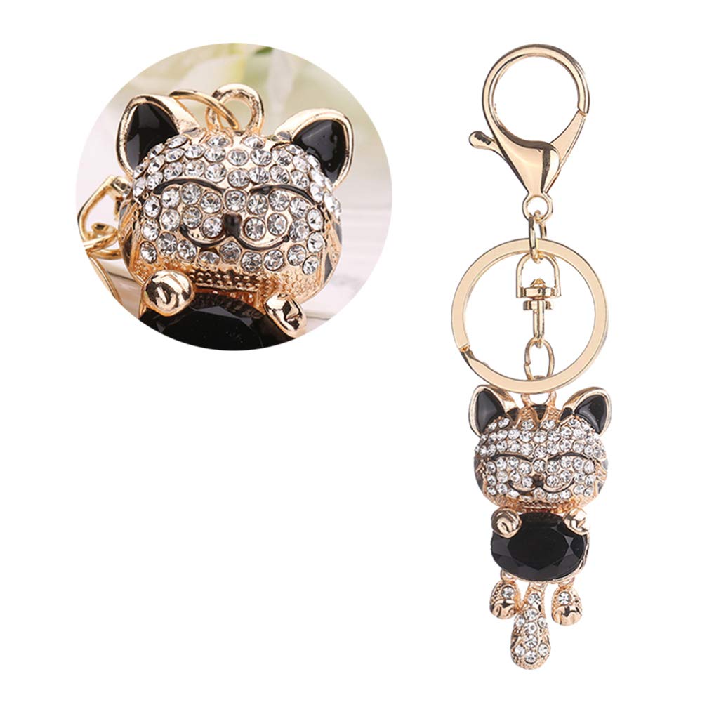 Lucky Cat Keychain - Crystal Maneki Neko Charm for Purse & Backpack - Fengshui Wealth Attractor for Travel & Daily Use