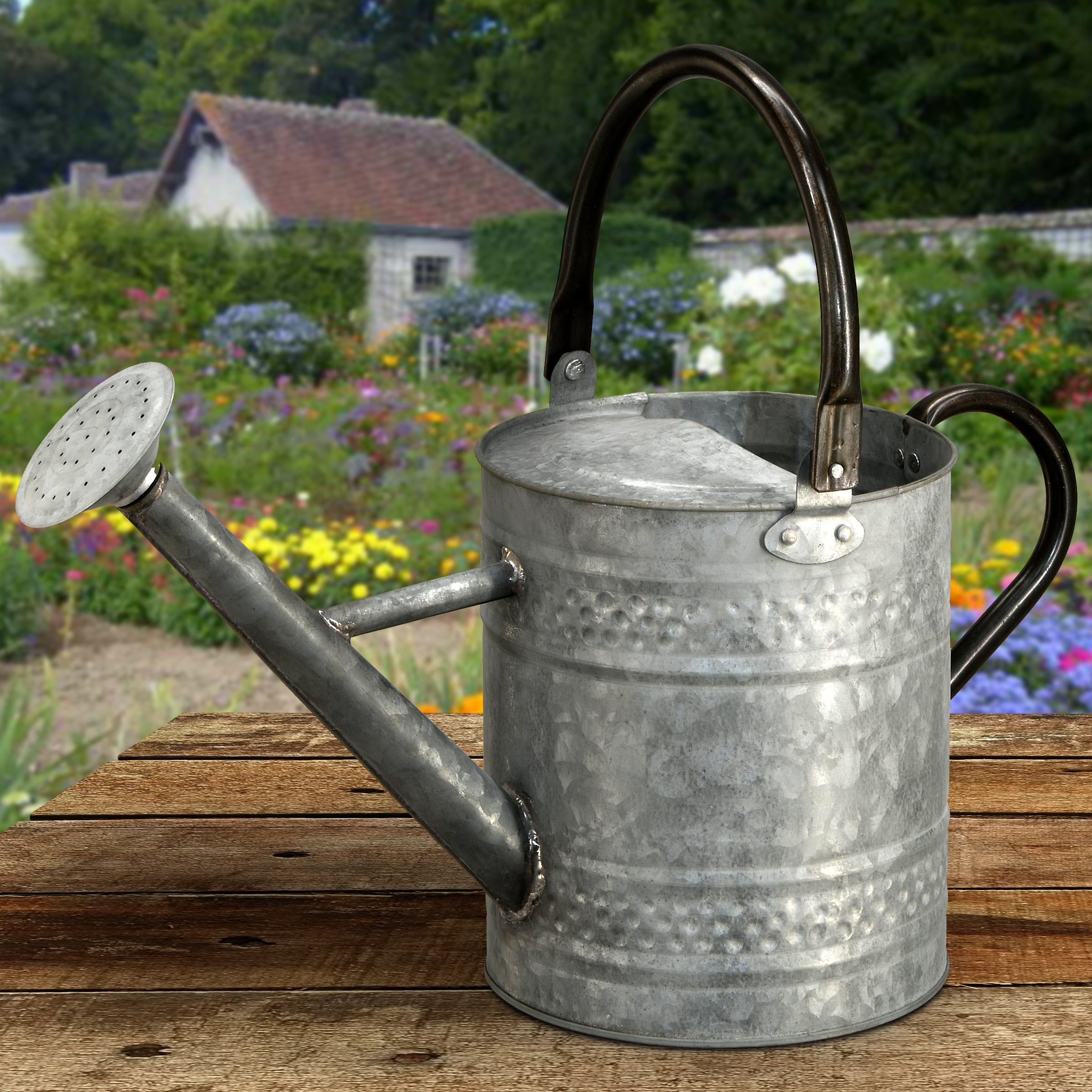 16 Inch Steel Metal Watering Can for Indoor & Outdoor Plants - Durable Garden Watering Pot with Long Spout for Flowers, Herbs, and Houseplants