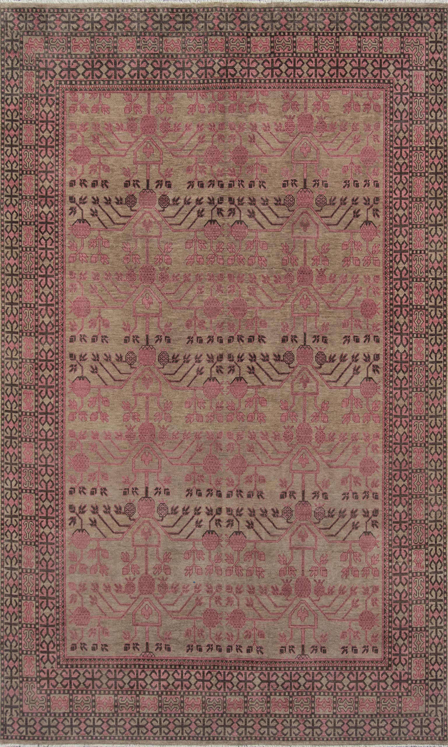 Banaras Pink Traditional Rugs 3'9