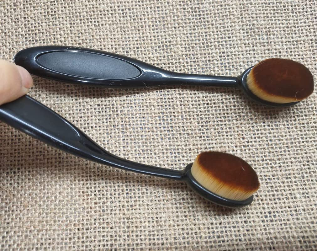 Belicia 2 Pack Oval Makeup Brush Set - Foundation Brush & Loose Powder Brush for Flawless Liquid, Cream & Powder Cosmetics Application | Perfect for Blending, Contouring & Everyday Makeup Routine