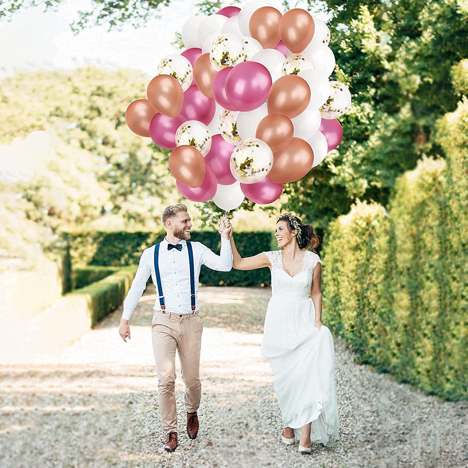 Rose Red Balloons Garland Arch Kit - Rose Gold & White Helium Balloons with Gold Confetti for Wedding, Birthday, Baby Shower, Anniversary & Graduation Party Decorations - Perfect for Indoor/Outdoor Celebrations and Photo Backdrops