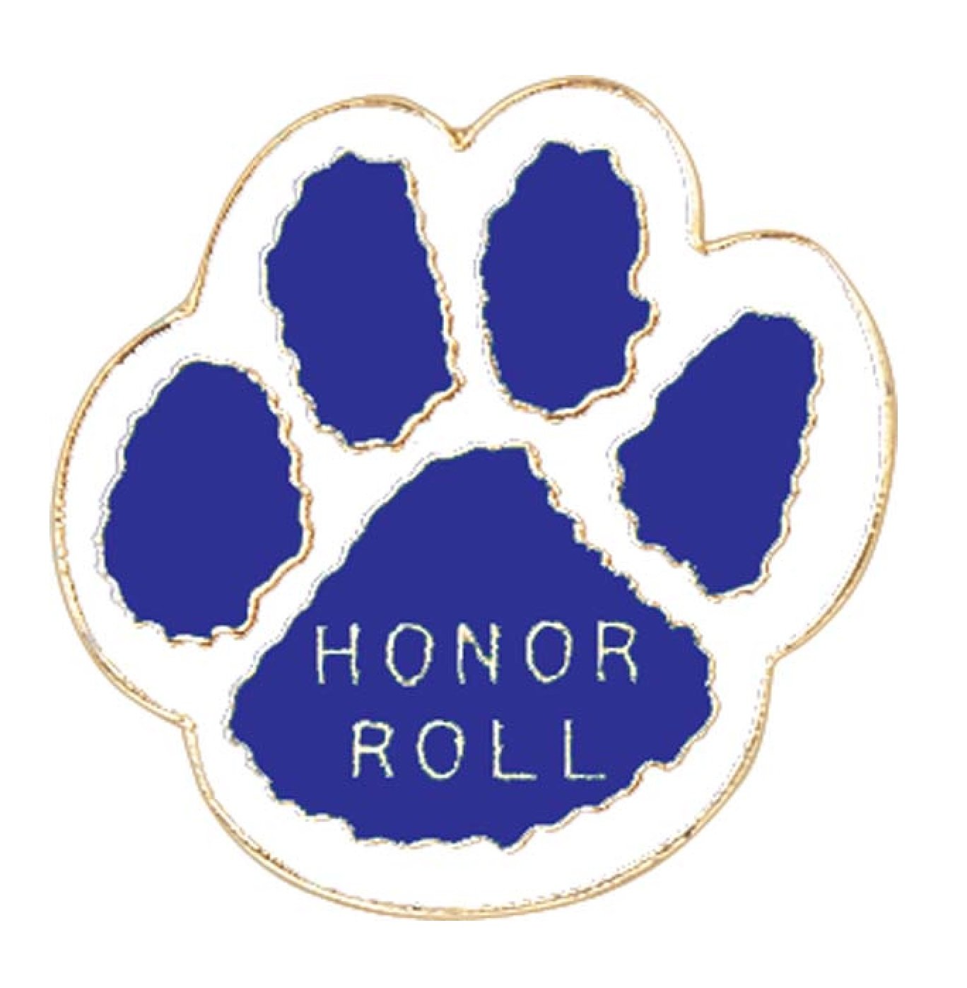 50 Pack Blue & White Paw Print Honor Roll Lapel Pins - Perfect for School Awards, Student Recognition & Academic Achievement Ceremonies