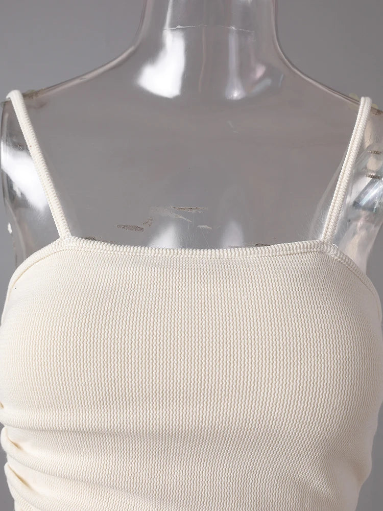 Beige Irregular Tank Top & Wide Leg Pants Two-Piece Set - Women's Sleeveless Fashion Outfit for Spring Summer 2025 | CPG3157 | Perfect for Beach Vacations, Casual Outings & Summer Parties