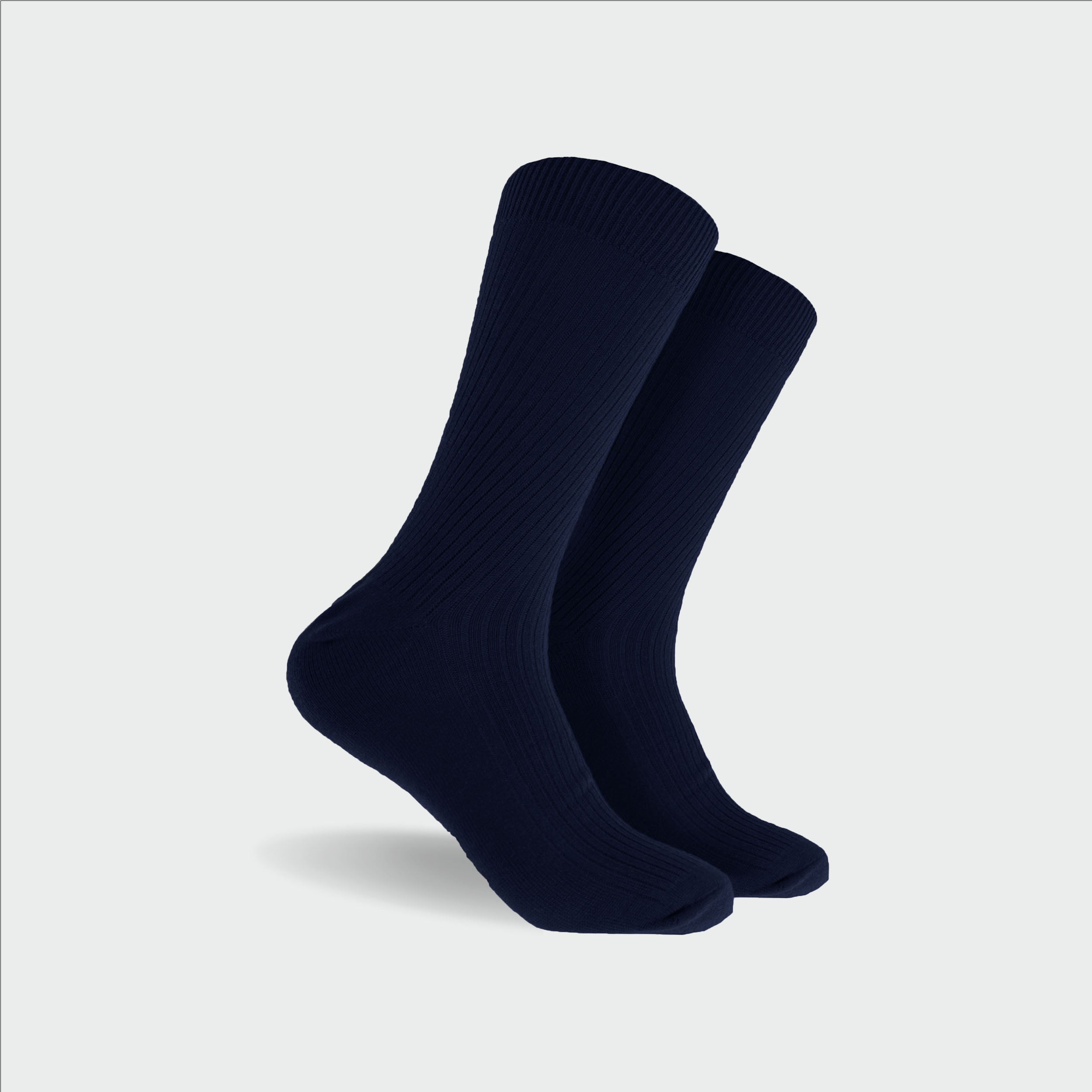 Men's Bamboo Rib Crew Socks - Navy Blue Soft Breathable Comfortable Socks for Everyday Wear, Work & Outdoor Activities