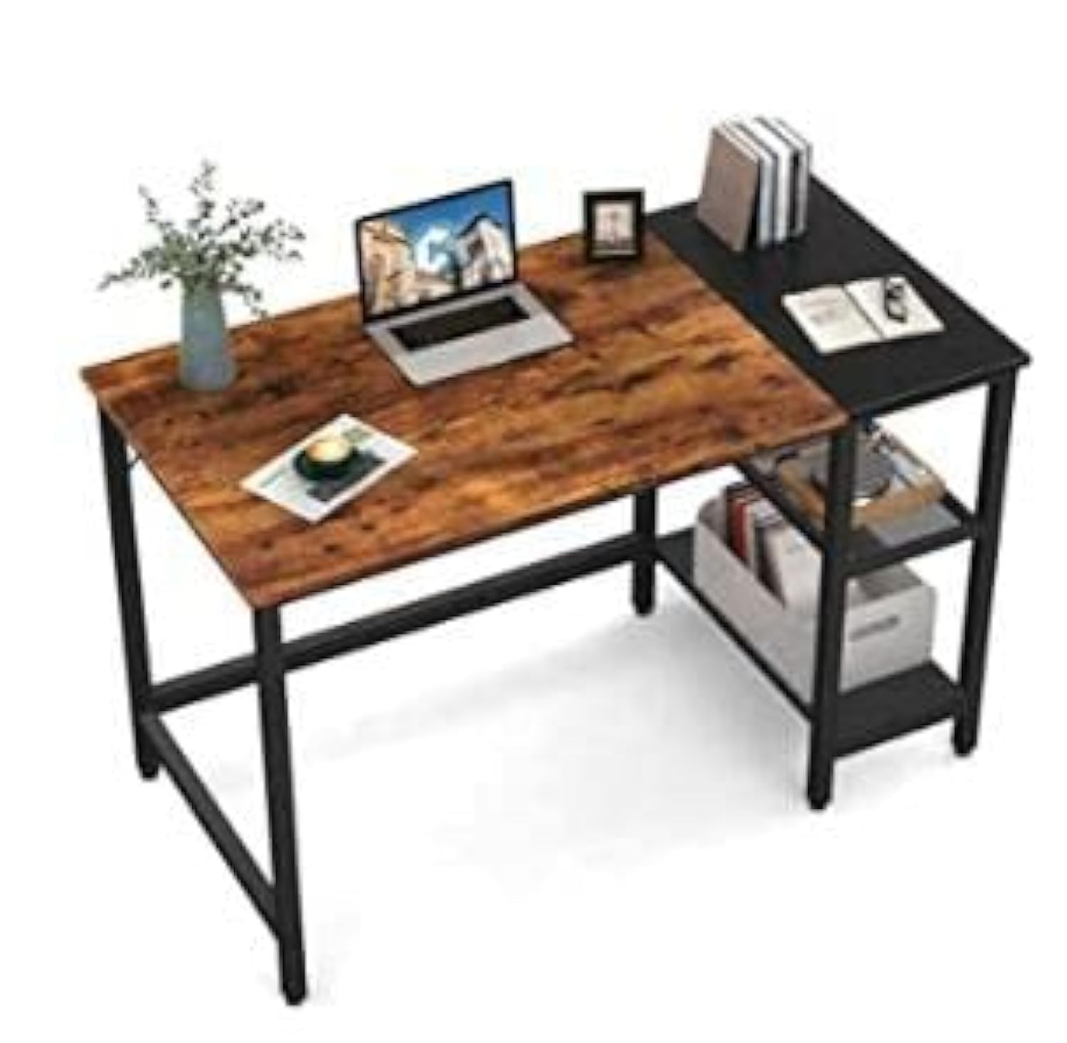 LUARANE 55-Inch Reversible Computer Desk - Adjustable Home Office Desk with Storage Shelves, Gaming & Writing Workstation for Dorm, Study Room & Small Spaces | Perfect for Remote Work, Online Classes & PC Gaming Setup