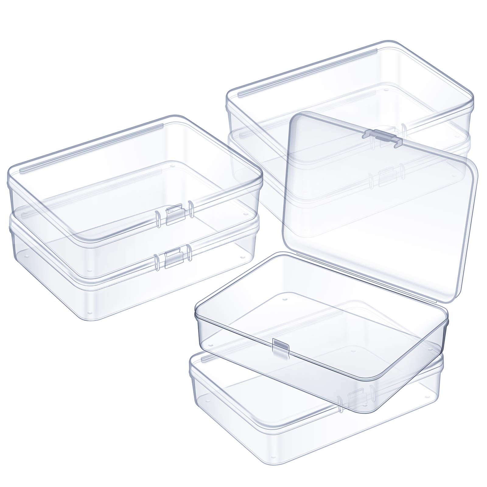 6-Piece Mini Clear Plastic Bead Storage Containers - Organize Small Items, Beads, Jewelry, Business Cards & Crafts (4.45