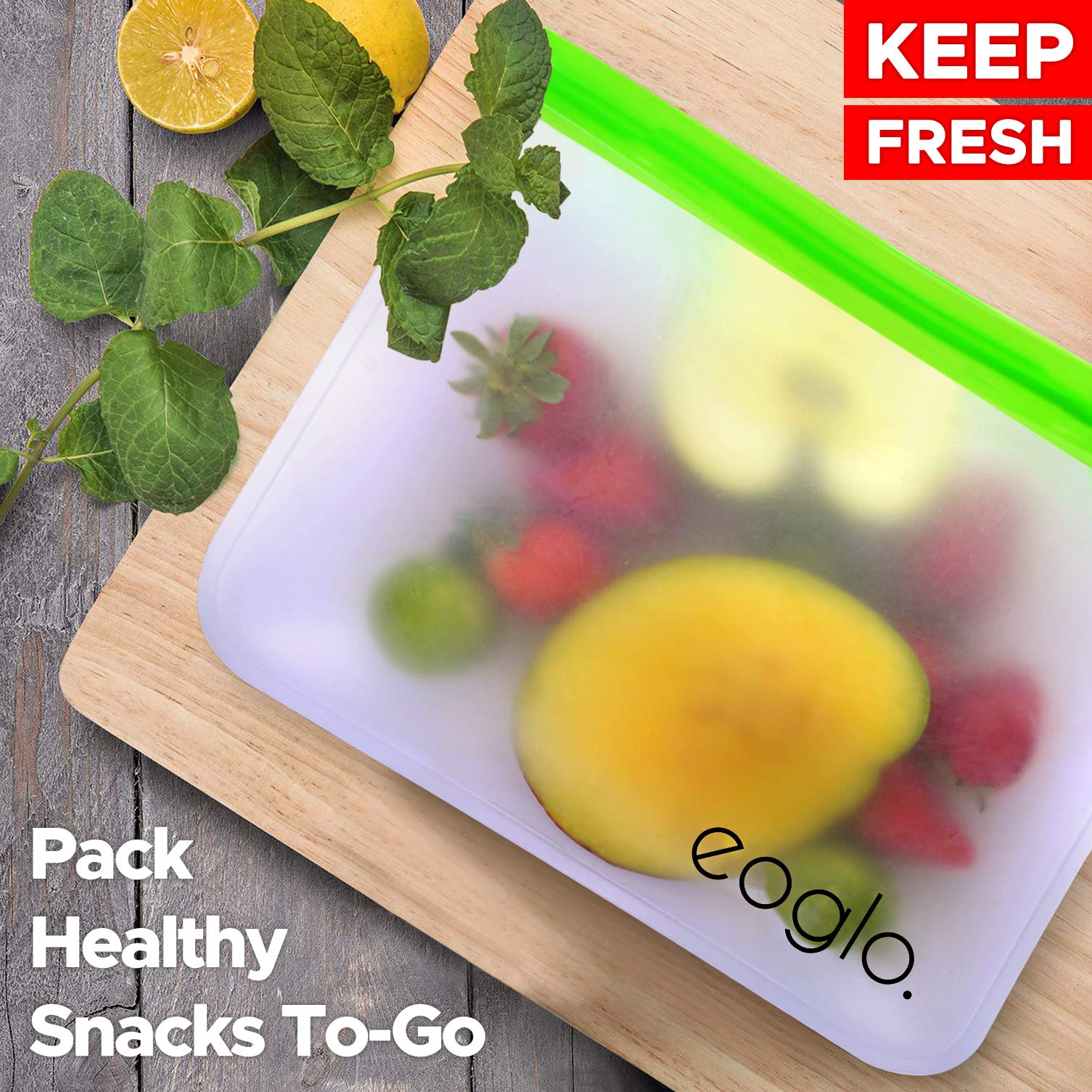 Eco-Friendly Reusable Food Storage Bags - BPA Free, Dishwasher Safe, 8 Pack XL Gallon Size Freezer Bags for Meal Prep, Snacks & Leftovers | Perfect for Home, Office & Travel
