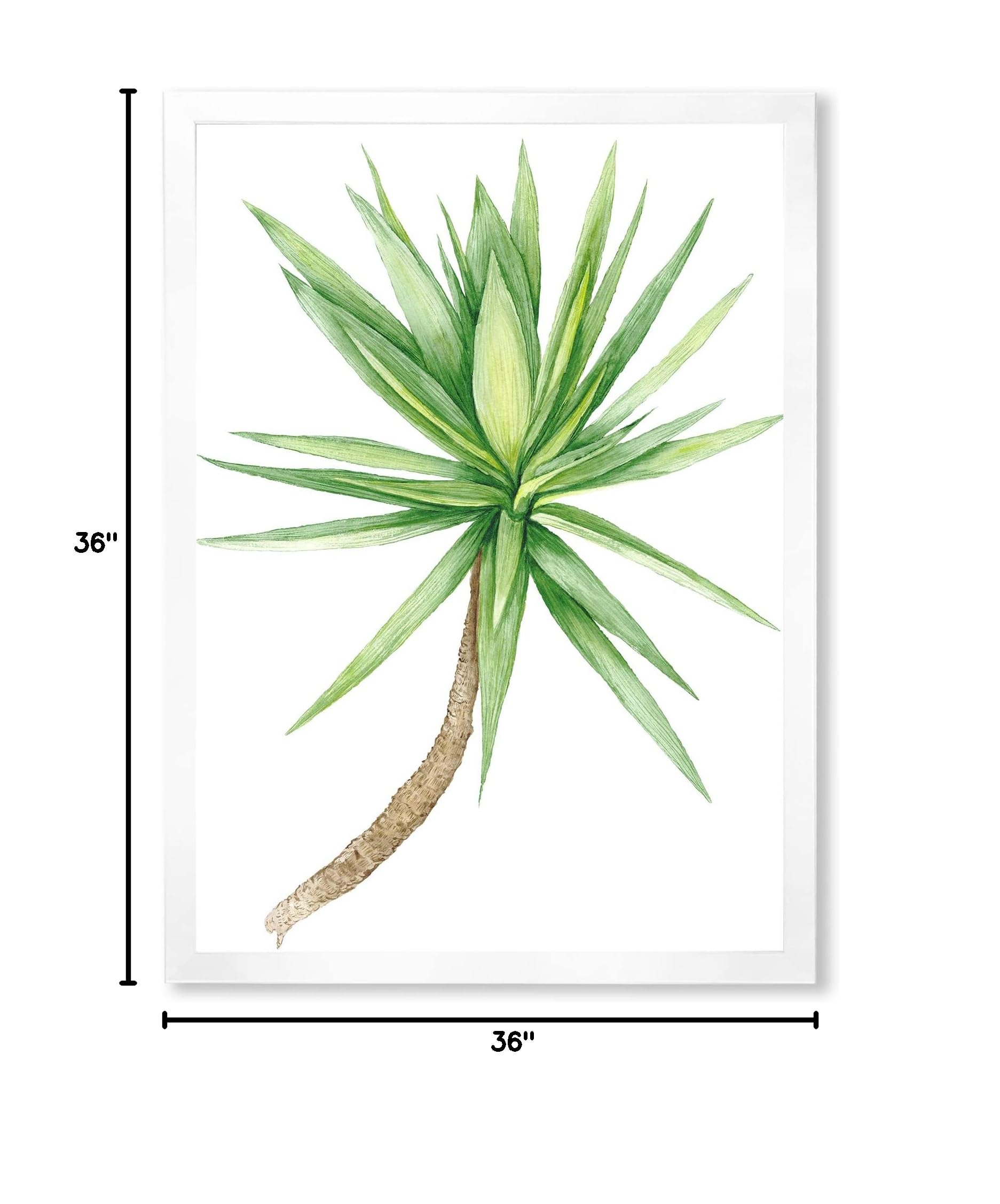 Yucca Tree Traditional Framed Wall Art - Handcrafted Desert Plant Painting - Perfect for Living Room, Bedroom & Office Decor