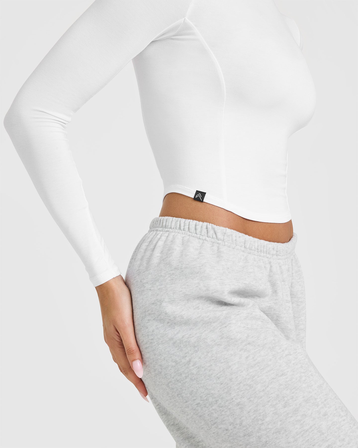 Mellow™ Soft Mid Long Sleeve Women's Tops - Comfortable Stretchy Casual Shirt in White | Perfect for Everyday Wear, Office & Weekend Outfits