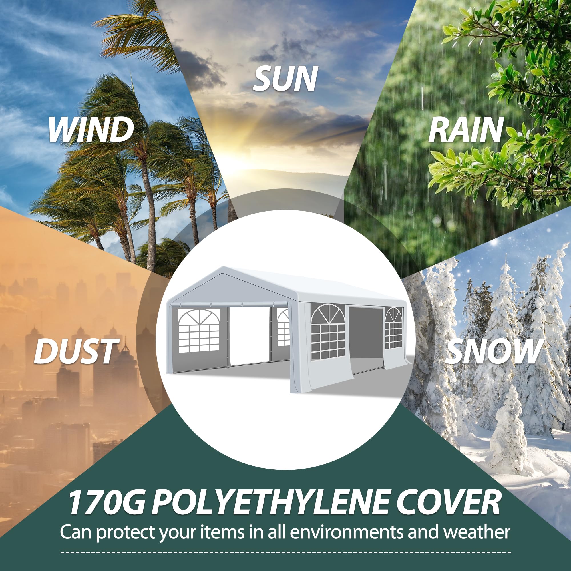 20'x20' Heavy Duty Canopy Party Tent with Removable Sidewalls & 4 Sand Bags - Waterproof Outdoor Wedding Tent for Birthday Parties, BBQ, Picnics & Backyard Events (20x20 FT)