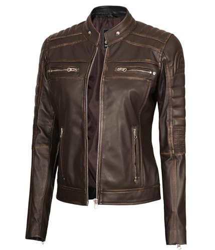 Café Racer - Brown Rub Off Leather Jacket