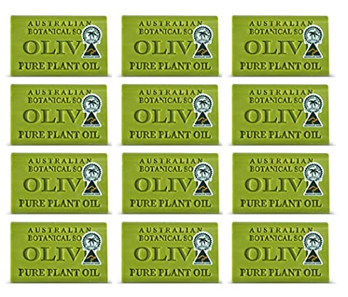Australian Botanical Soap - Olive Oil With Vitamin E (12 Bars) | Natural Handmade Soap for Dry Skin, Gift Set, Bath & Body Care