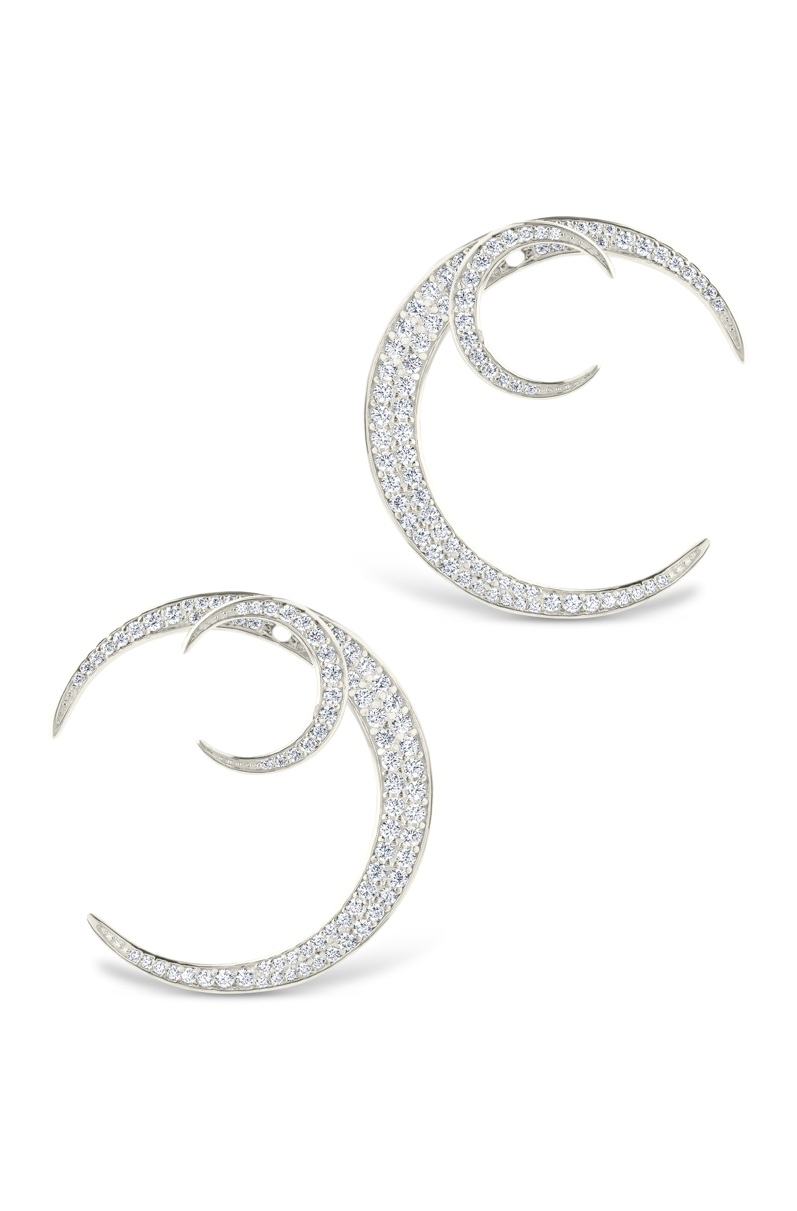Keaton CZ Crescent Stud Earrings for Women - Sparkling Cubic Zirconia Silver Moon Earrings | Perfect for Date Night, Parties & Gifts