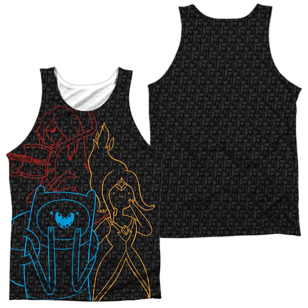 Adventure Time Trio White Tank Top - Front & Back Graphic Print - Casual Wear for Fans, Cosplay, and Everyday Outfits