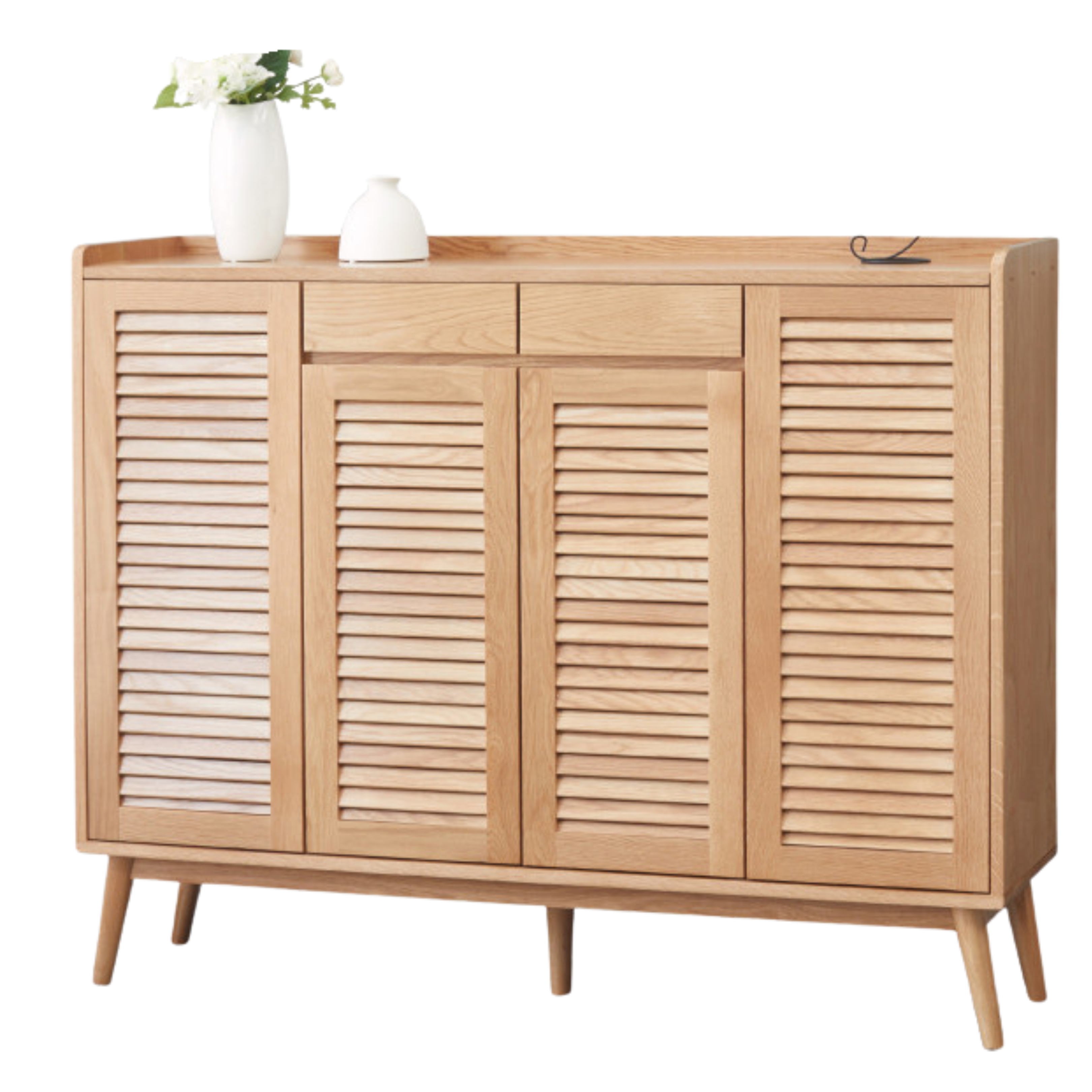 Solid Oak Wood Shoe Cabinet - Sturdy Entryway Storage Organizer for Shoes, Boots & Accessories | Perfect for Hallway, Closet & Mudroom Organization