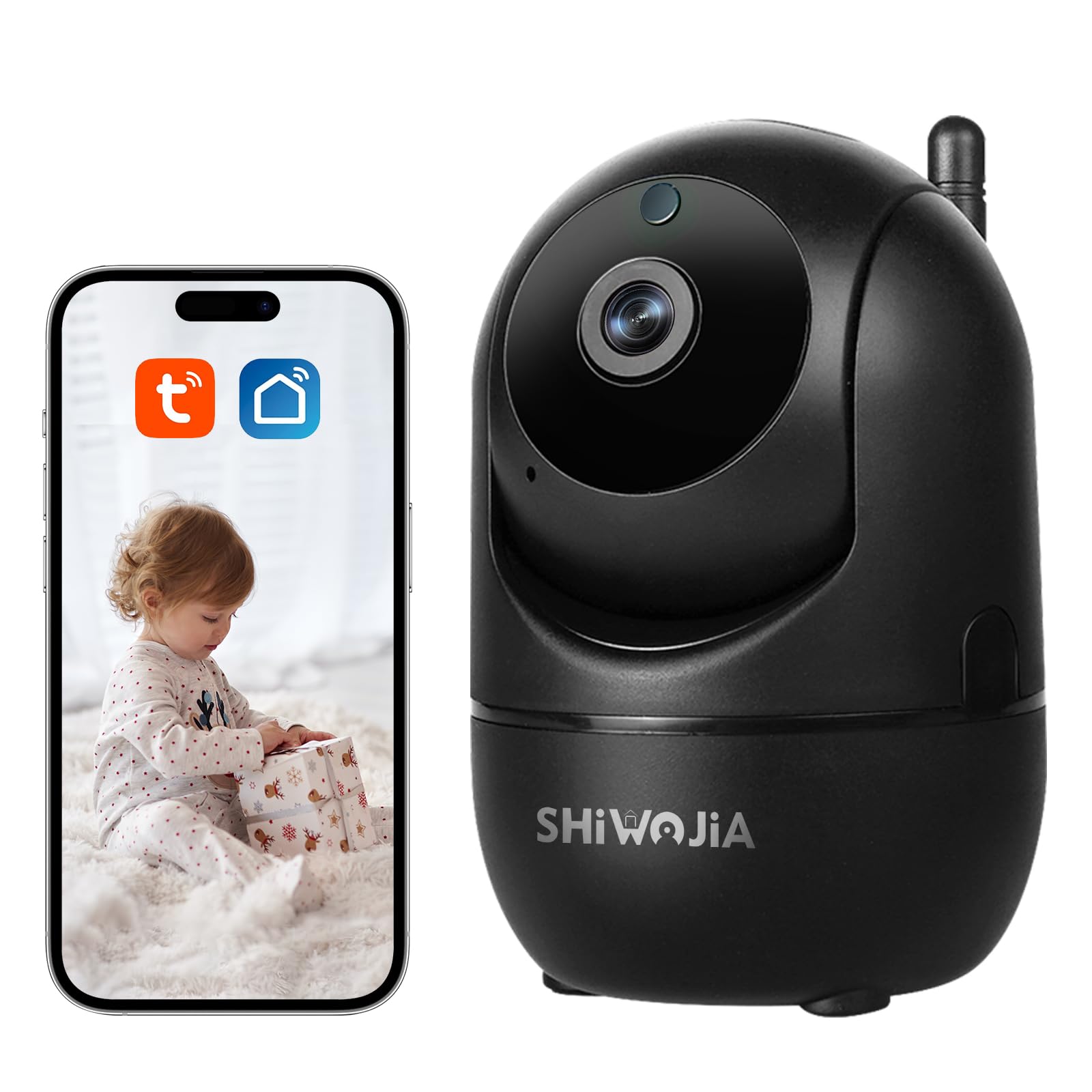 SHIWOJIA TUYA Smart Life Indoor WiFi Security Camera - 1080P Dome Surveillance with Night Vision, Two-Way Audio & Motion Detection - Perfect for Home Monitoring, Baby/Pet Watching & Office Security