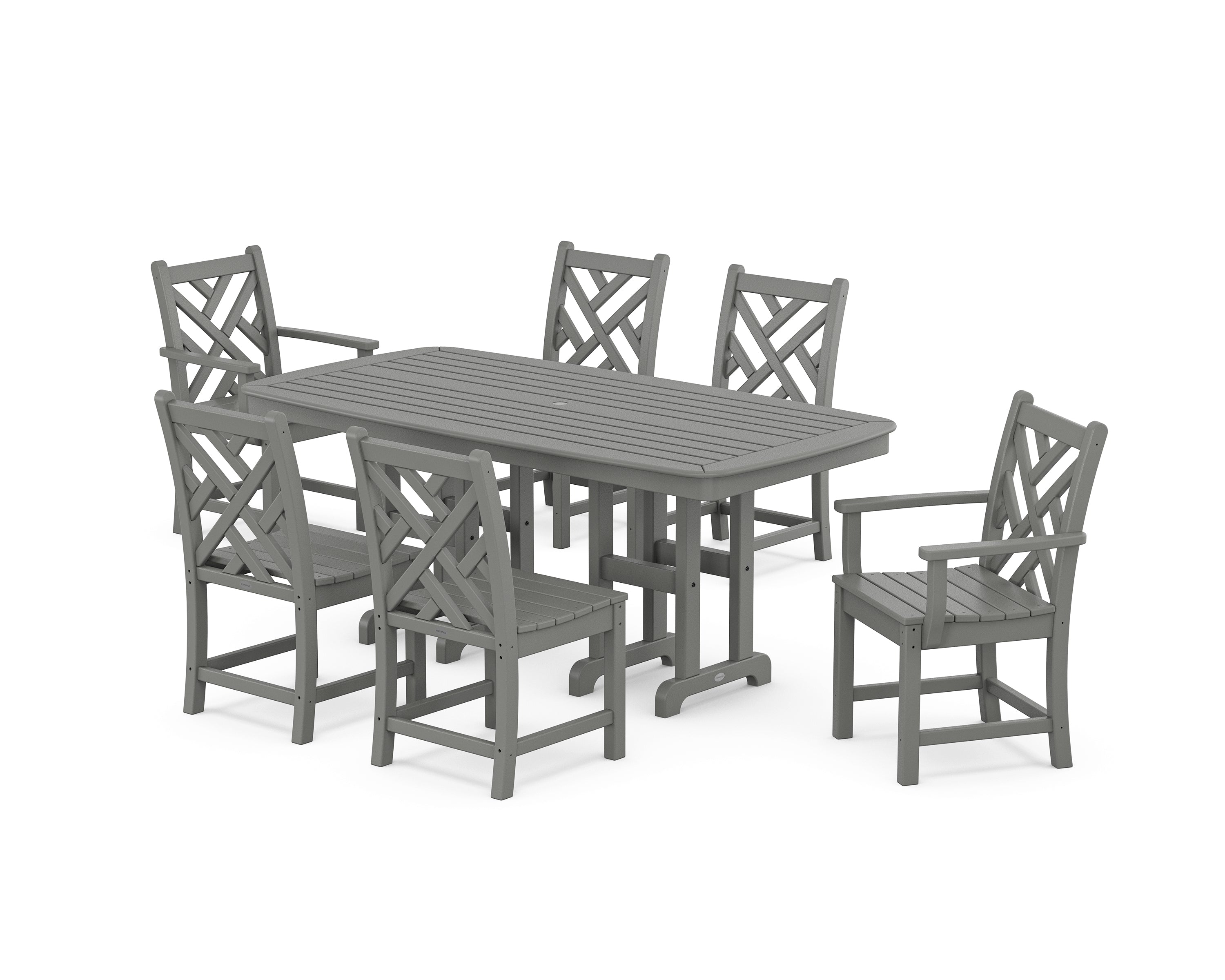 POLYWOOD Chippendale 7-Piece Outdoor Dining Set - Patio Furniture for Backyard, Poolside & Garden - All-Weather Resin Wicker Table & Chairs