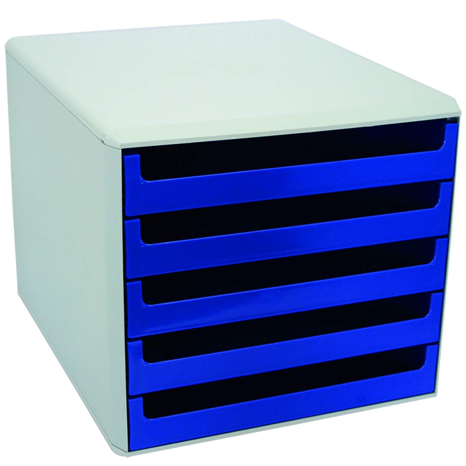 Metzger + Mendle 5-Drawer Storage Unit in Light Grey & Blue - Perfect for Bedroom, Office, or Dorm Organization