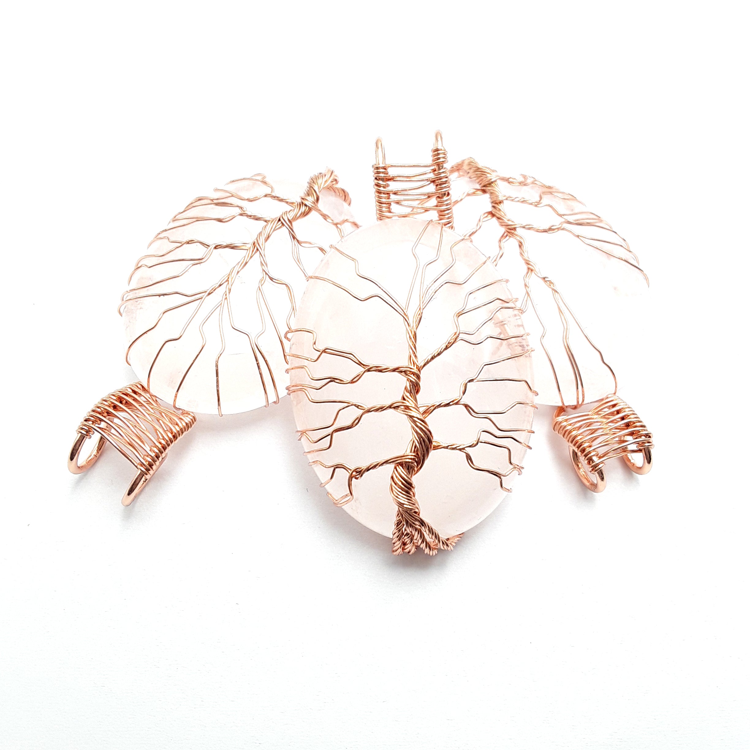 Handmade Clear Quartz Tree Pendant - 30x40mm Oval Copper Wire Wrap Crystal Jewelry - Perfect for Meditation, Healing & Spiritual Gifts
