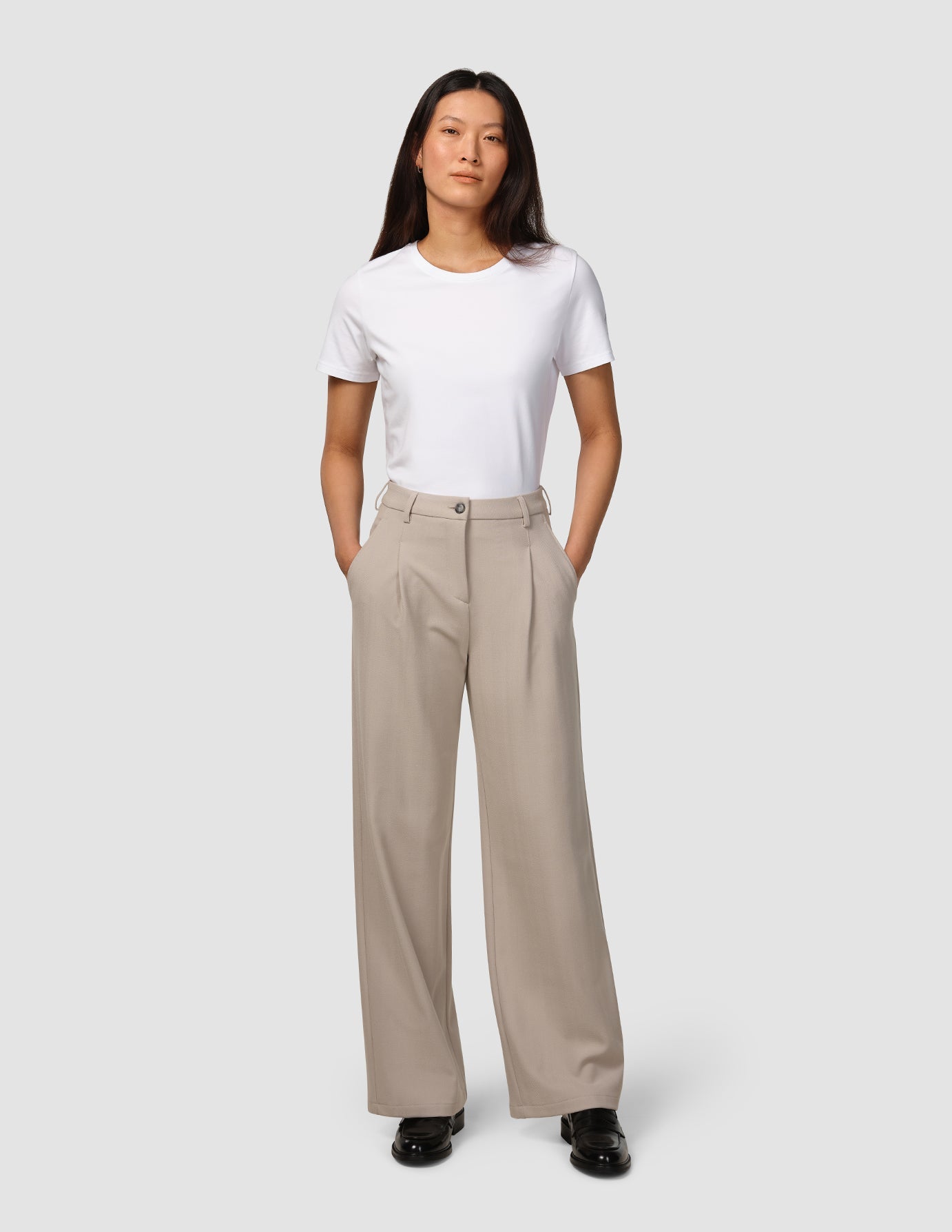 Serene Women's Wide Leg Pants in Greige - Comfortable & Stylish for Work, Travel & Casual Wear