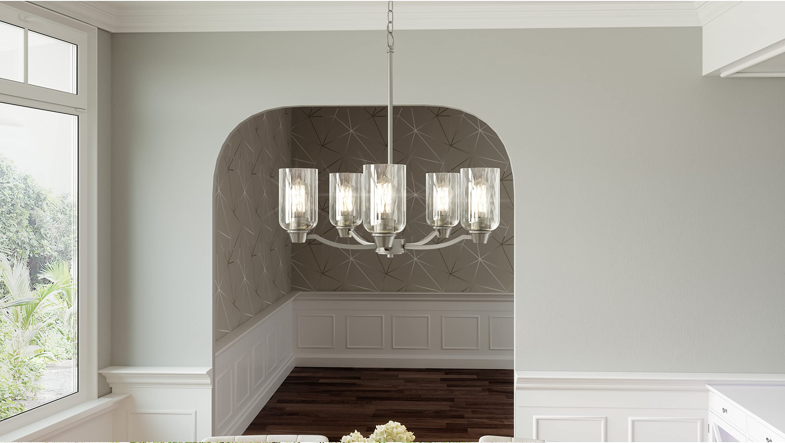 Quoizel ACA5024BN 5-Light Acacia Transitional Clear Water Glass Chandelier - 24