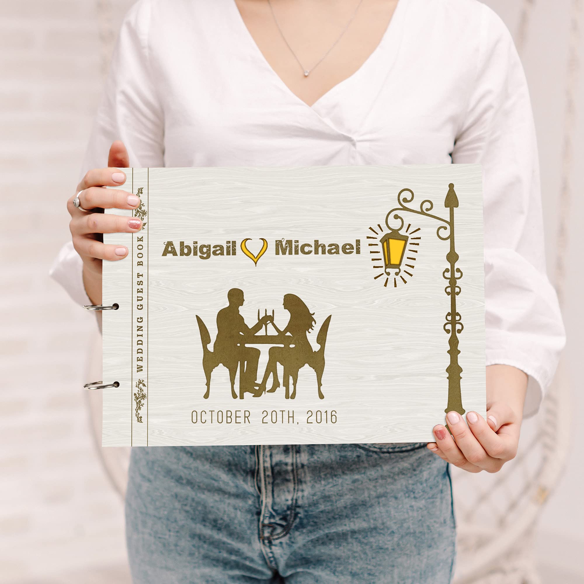 Personalized Laser Engraved Wooden Wedding Guest Book - Custom Sign-in Registry for Bridal Showers, Receptions & Anniversaries - Unique Keepsake Scrapbook with Elegant Cover - Perfect for Couples & Event Planners