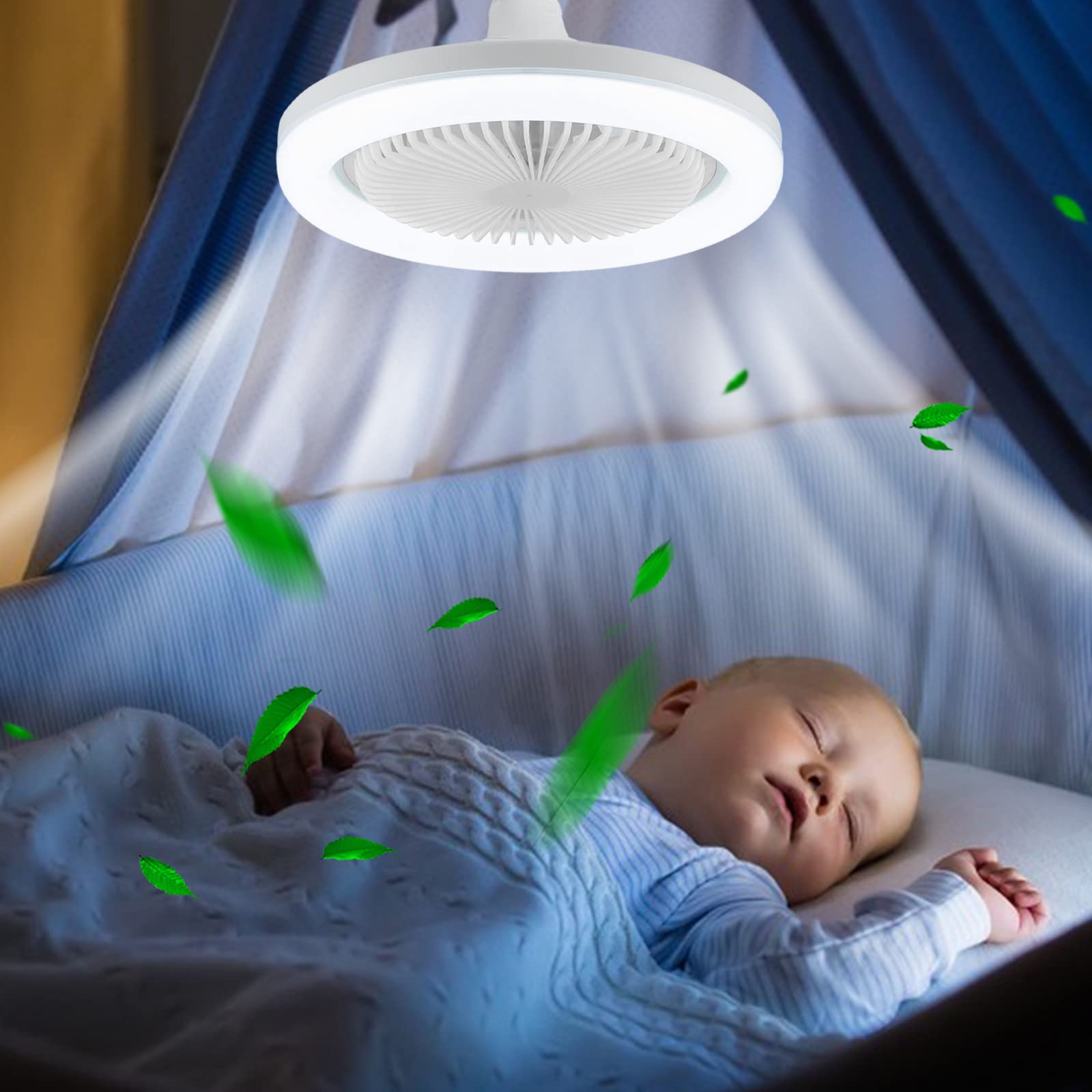Modern Low Profile Ceiling Fan with LED Lights - 3 Color Dimmable, Hidden Electric Fan Design - White Enclosed Ceiling Fan for Bedroom, Kitchen & Living Room - Energy Efficient Cooling with Ambient Lighting for Home Comfort