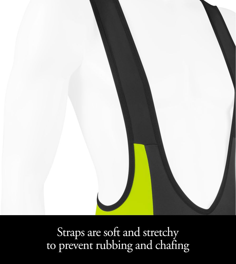 Men's Gel Touring Padded Cycling Bib-Shorts with Large Mesh Storage Pockets - Made in USA | Comfortable Bike Shorts for Road Cycling, Mountain Biking & Long-Distance Rides