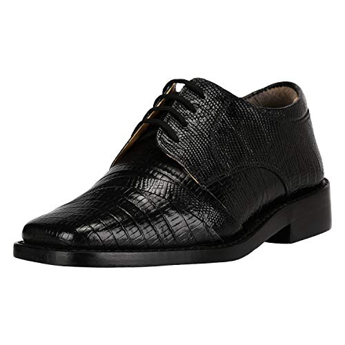 LIBERTYZENO Boys Lizard Print Genuine Leather Oxford Dress Shoes - Kids & Toddlers Lace Up Formal Shoes for Easter, Wedding & School Events - Comfortable Dress Footwear for Special Occasions