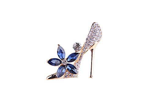 Gold Plated Cubic Austrian Crystal High-Heel Shoe Brooch Pin - Elegant Jewelry Gift for Women, Perfect for Weddings, Parties & Special Occasions