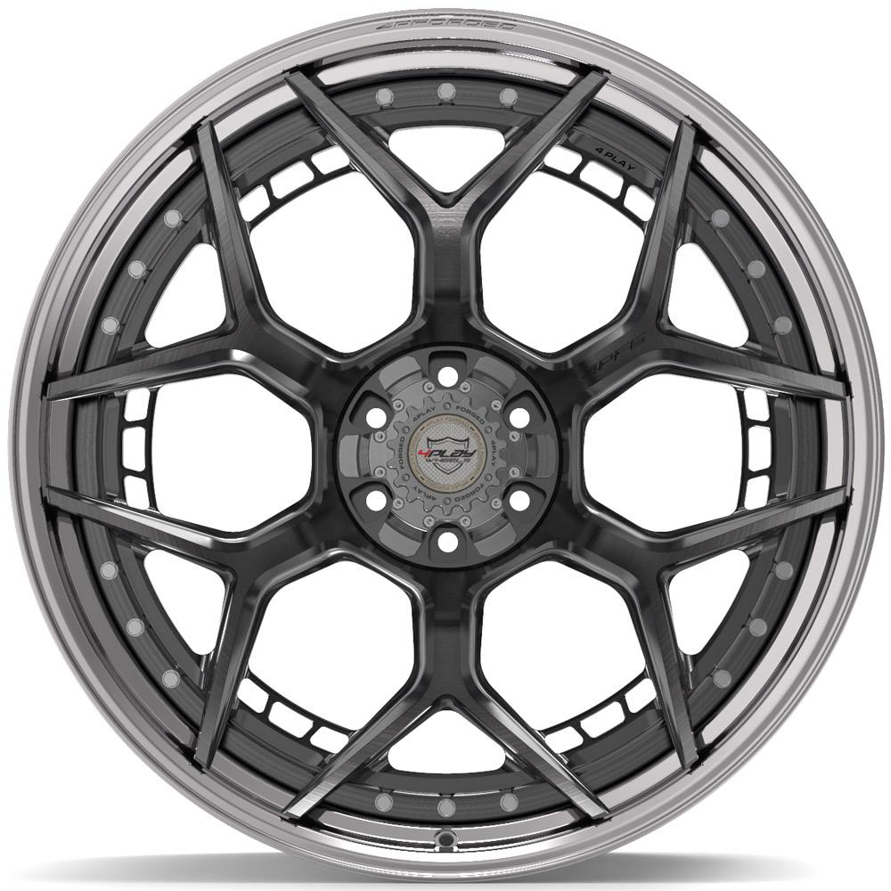 4PF6 Forged Wheels 24x14.0 6x135/6x139.7mm 106.1mm CB - Brushed with Tinted Clear Center & Polished Barrel - Premium Off-Road & Truck Rims for Ford F-150, Chevy Silverado & Ram 1500 - Durable Alloy Wheels for Enhanced Performance & Style